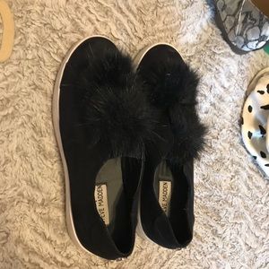 Steve Madden puffball slip on sneakers